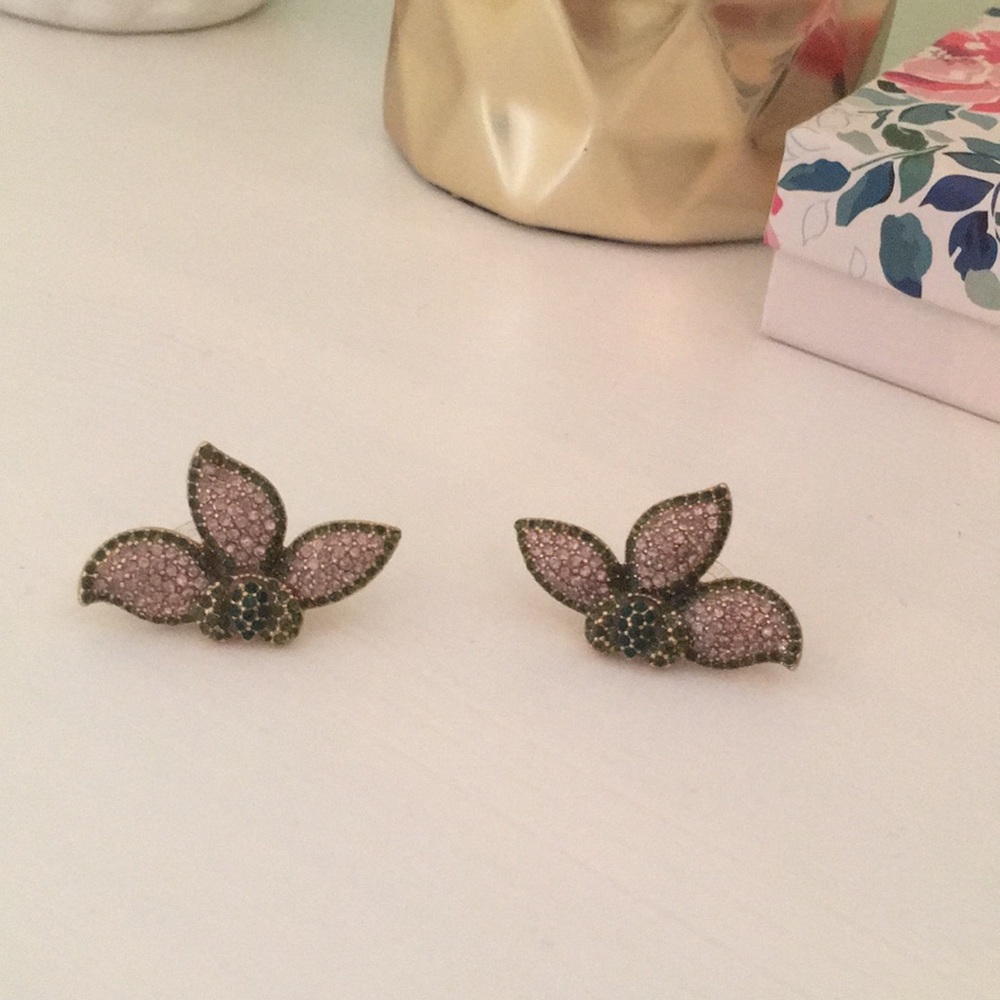 Stella and Dot pave petal earrings